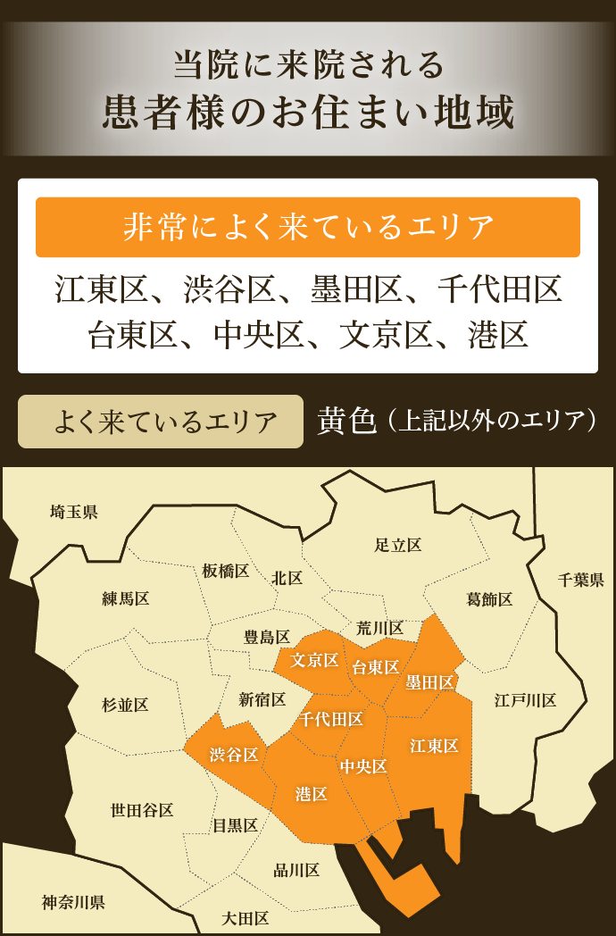 当院に来院される患者様のお住まい地域